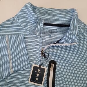 NEW Club Room Performance 1/4 zip Pullover Mens XXL Blue Dot Pattern
